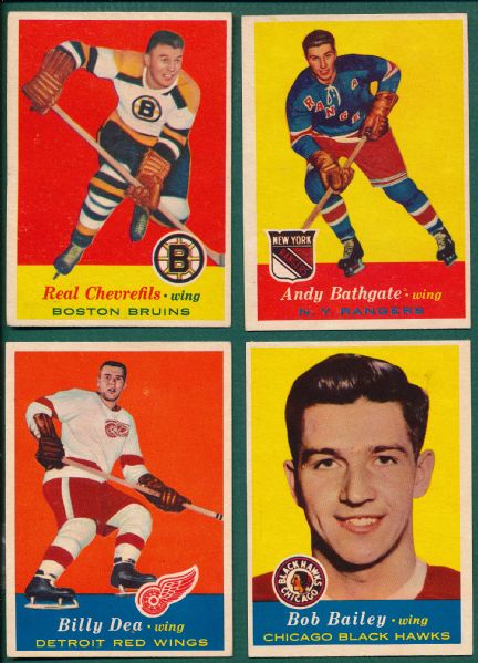 1957-58 Topps HCKY (4) Card Lot W/ Bathgate