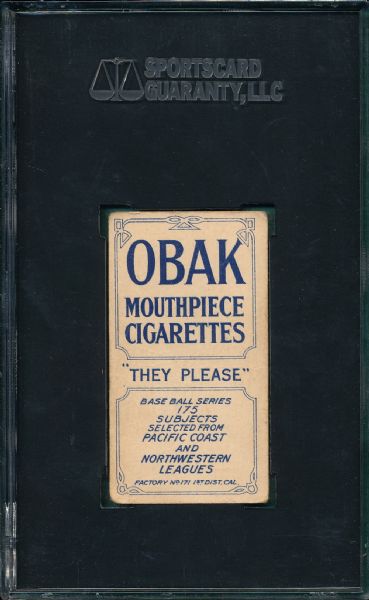 1910 T212 Perry Obak Cigarettes SGC 40