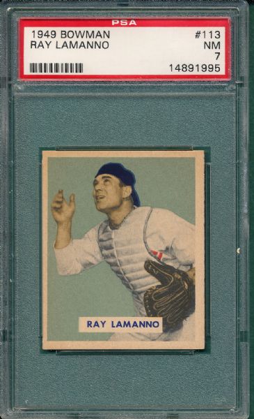 1949 Bowman #113 Ray Lamanno PSA 7 