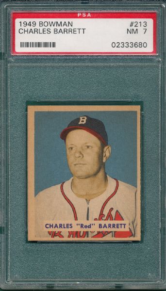 1949 Bowman #213 Charles Barrett PSA 7 *Hi #*