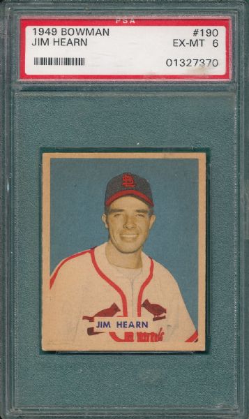 1949 Bowman #190 Jim Hearn PSA 6 *High #*