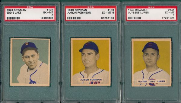 1949 Bowman #107, #133 and #141 (3) Card Lot PSA 6 