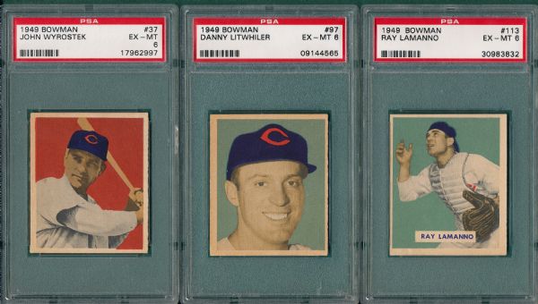 1949 Bowman #37, #097 and #113 (3) Card Lot PSA 6 