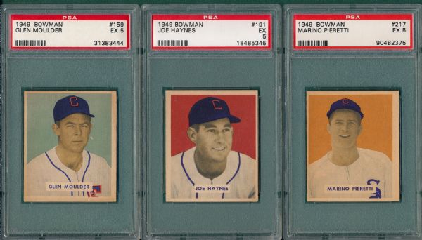 1949 Bowman #159, #191 and #217 (3) Card Lot PSA 5 *Hi #*