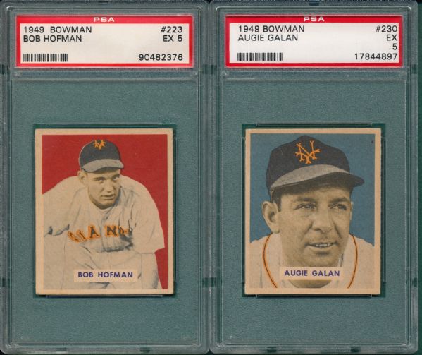 1949 Bowman #223 Hofman & #230 Galan (2) Card Lot PSA 5 *Hi #*