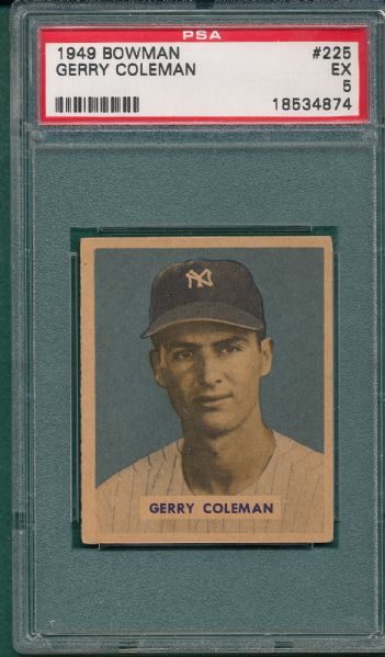1949 Bowman #225 Gerry Coleman PSA 5 *Hi #*