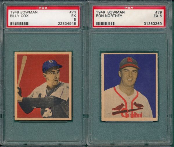 1949 Bowman Lot of (5) PSA 5 W/ #73 Cox