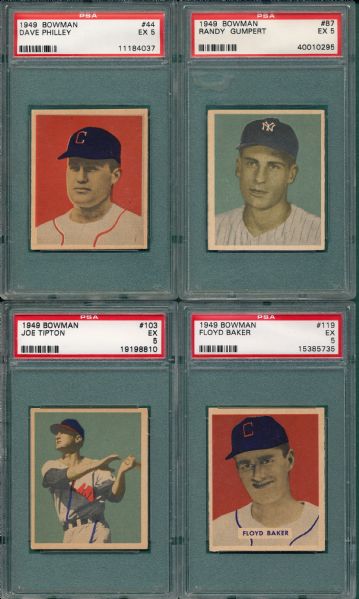 1949 Bowman Chicago White Sox Lot of (4) PSA 5 W/ #44 Philley