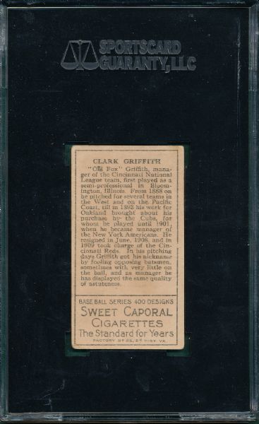 1911 T205 Griffith Sweet Caporal Cigarettes SGC 40