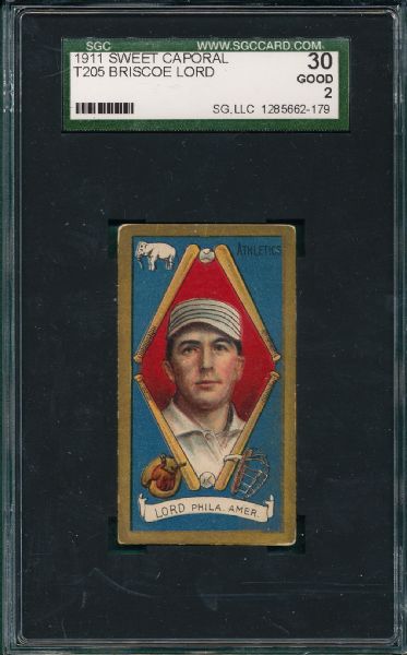 1911 T205 Lord, Briscoe, Sweet Caporal Cigarettes SGC 30