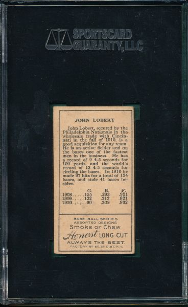 1911 T205 Lobert Honest Long Cut SGC 40