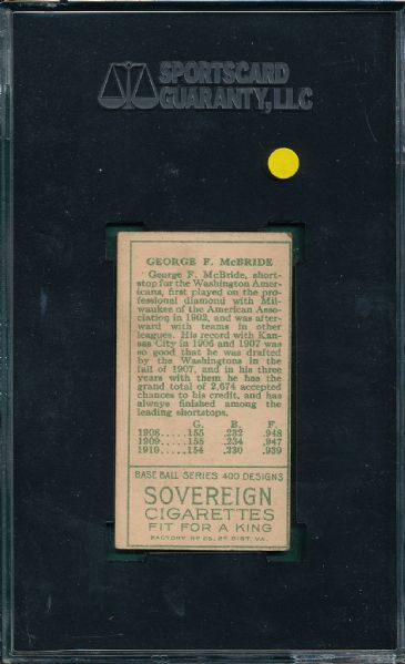 1911 T205 McBride Sovereign Cigarettes SGC 40