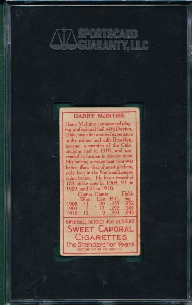 1911 T205 McIntire Sweet Caporal Cigarettes SGC 30