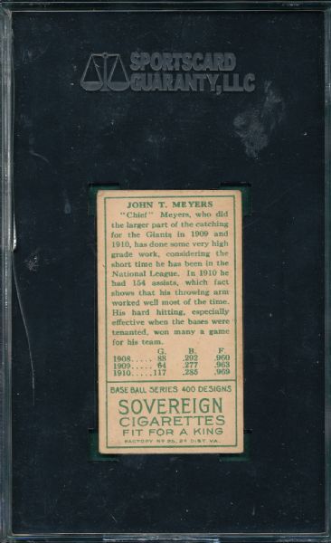 1911 T205 Meyers Sovereign Cigarettes SGC 40