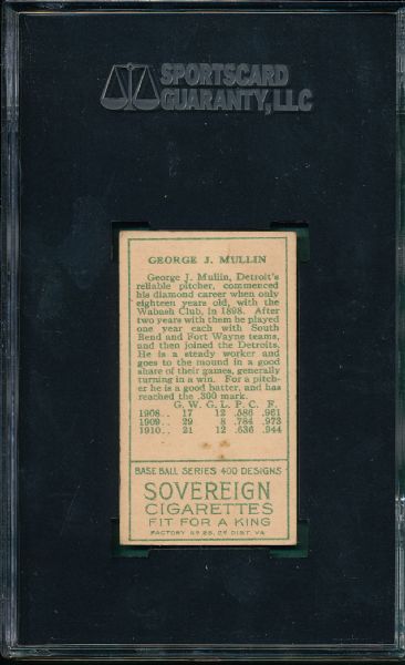 1911 T205 Mullin Sovereign Cigarettes SGC 50