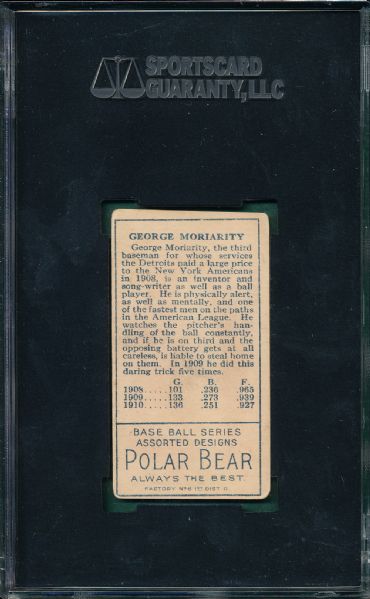 1911 T205 Moriarity Polar Bear Tobacco SGC Authentic