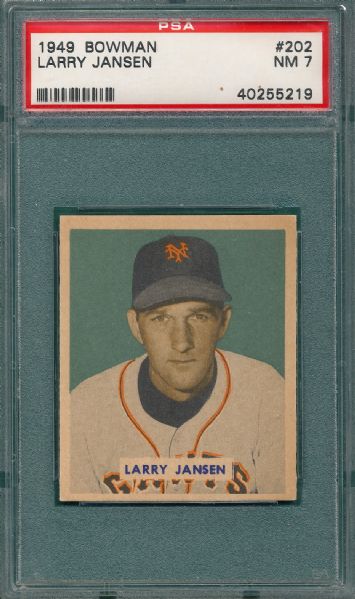 1949 Bowman #202 Larry Jansen PSA 7 *Hi #*