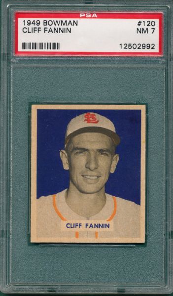 1949 Bowman #120 Cliff Fannin PSA 7