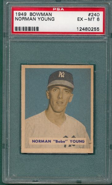 1949 Bowman #240 Norman Young PSA 6 *High #*