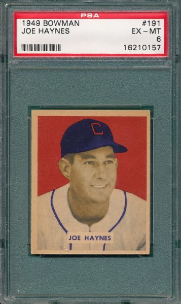 1949 Bowman #191 Joe Haynes PSA 6 *High #*