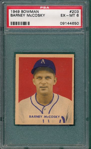 1949 Bowman #203 Barney McCoskey PSA 6 *High #*