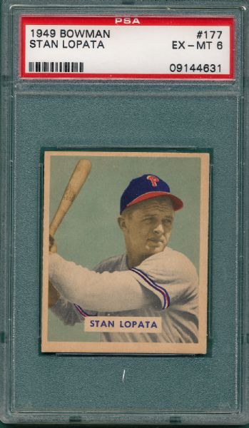 1949 Bowman #177 Stan Lopata PSA 6 *High #*