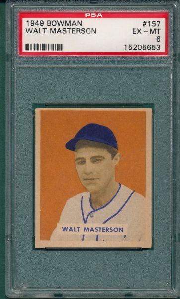1949 Bowman #157 Walt Masterson PSA 6 *High #*