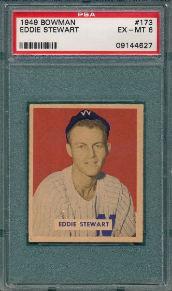 1949 Bowman #173 Eddie Stewart PSA 6 *High #*