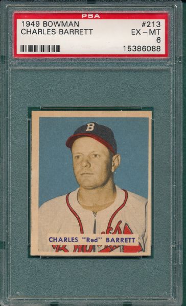 1949 Bowman #213 Charles Barrett PSA 6 *High #*