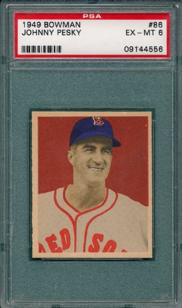 1949 Bowman #86 Johnny Pesky PSA 6