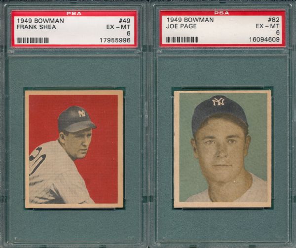 1949 Bowman #49 Shea & #82 Page PSA 6 (2) Card Lot 