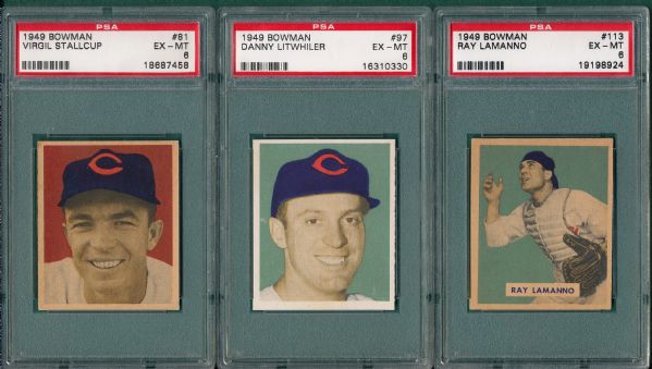 1949 Bowman #81, #97 & #113 (3) Card Lot PSA 6  