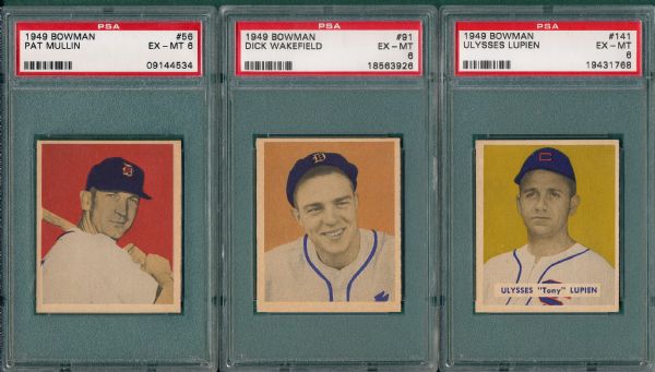 1949 Bowman #56, #91, & #141 (3) Card Lot PSA 6  