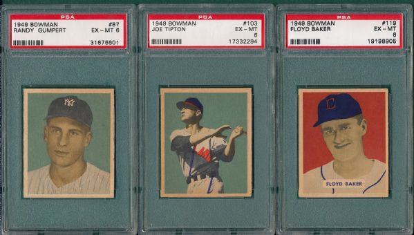 1949 Bowman #87, #103 and #119 (3) Card Lot PSA 6  