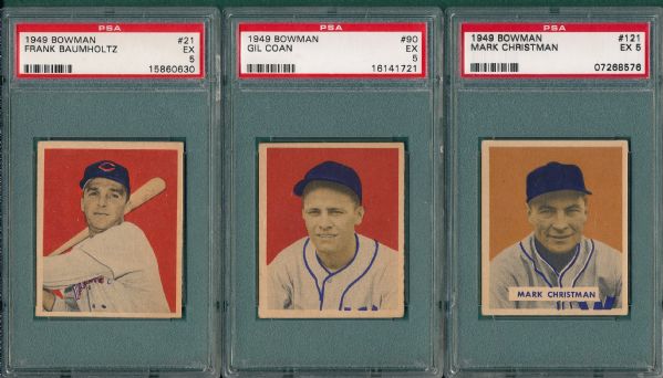 1949 Bowman (6) Card Lot W/ #21 Baumholtz PSA 5