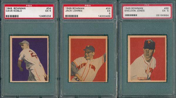 1949 Bowman (6) Card Lot W/ #34 Koslo PSA 5