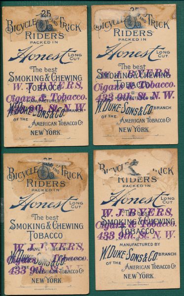 1880s N100 Bicycle & Trick Riders W. Duke Sons & Co., Lot of (8)
