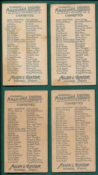 1888 N3 Indians Allen & Ginter, Lot of (4)