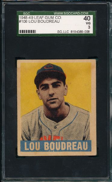 1948-49 Leaf #106 Lou Boudreau SGC 40