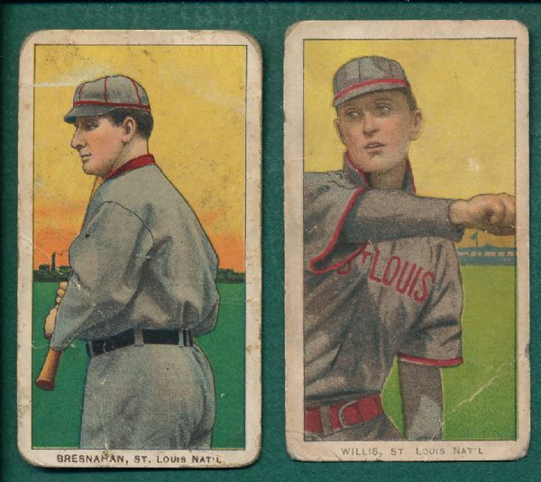 1909-1911 T206 Willis, Throwing & Bresahan, Batting, Polar Bear Tobacco, Lot of (2)
