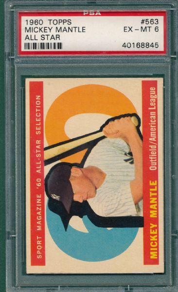 1960 Topps #563 Mickey Mantle, AS, PSA 6 *High Number*