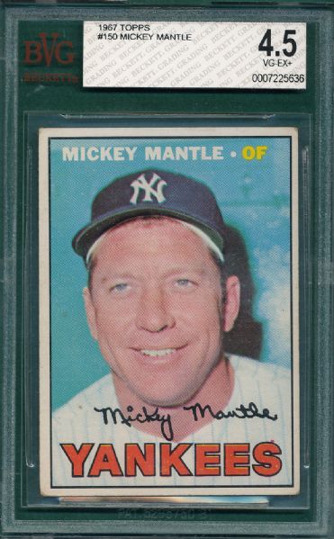 1967 Topps #150 Mickey Mantle BVG 4.5