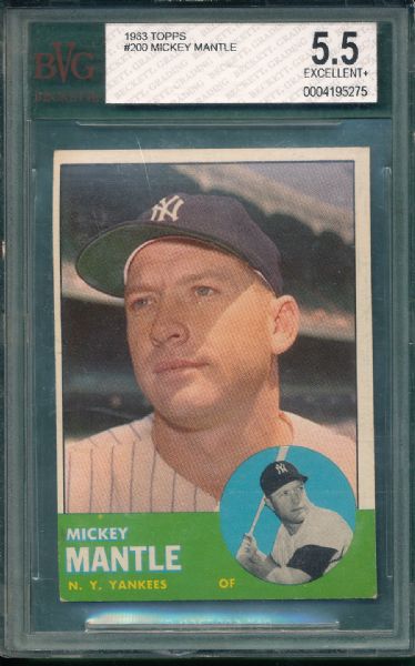 1963 Topps #200 Mickey Mantle BVG 5.5