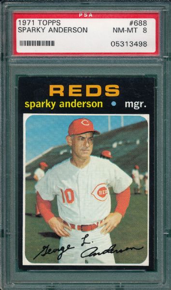 1971 Topps #688 Sparky Anderson PSA 8 *High#*