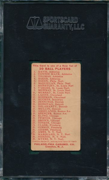 1910 E96 Davis Philadelphia Caramel SGC 20