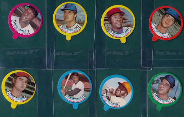 1973 Topps Candy Lids Lot of (14) W/ Aaron