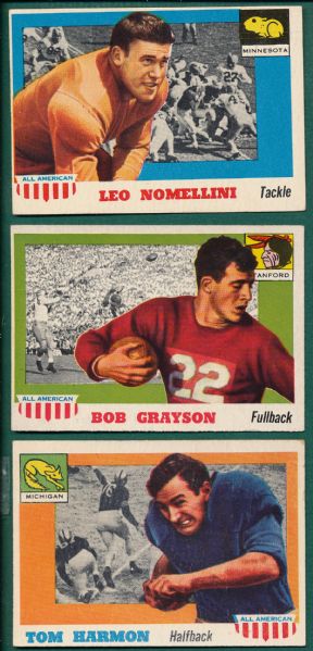 1955 Topps All American FB (11) Card Lot W/ (2) Nomellini