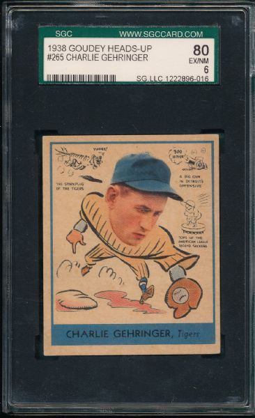 1938 Goudey Heads-Up #265 Charlie Gehringer SGC 80