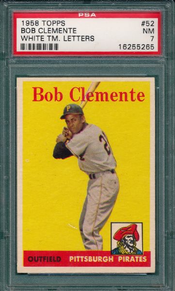 1958 Topps #52 Roberto Clemente PSA 7