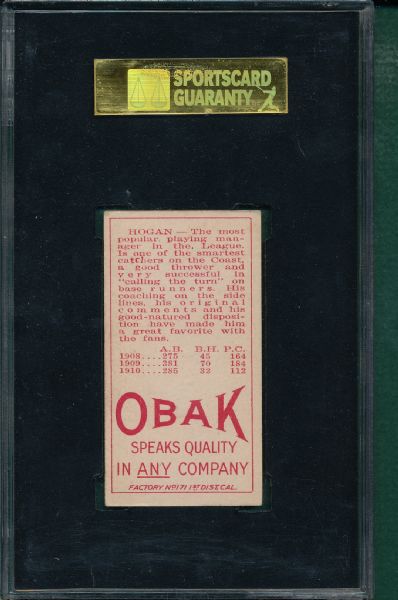 1911 T212-3 Hogan Obak Cigarettes SGC 70